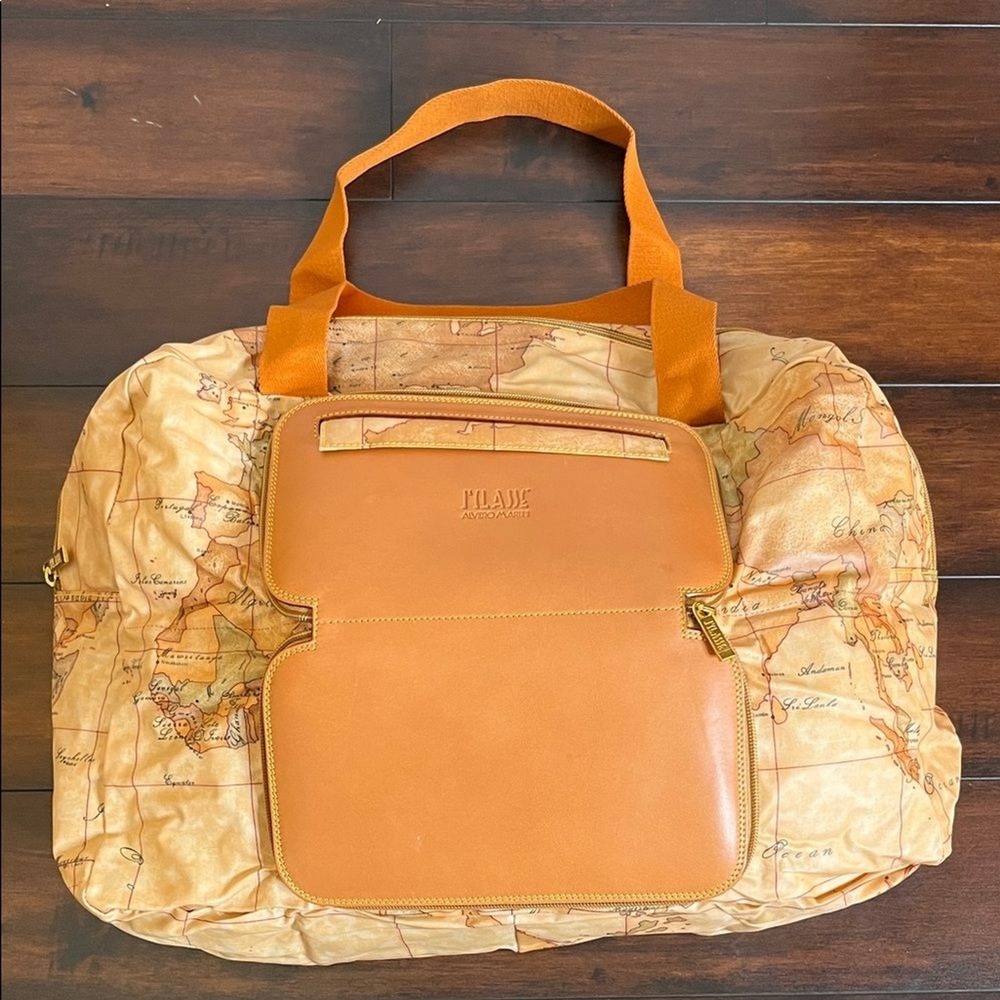 ALVIERO MARTINI I'Classe Bag World Print With Fabric Handles Foldable Zipper Bag